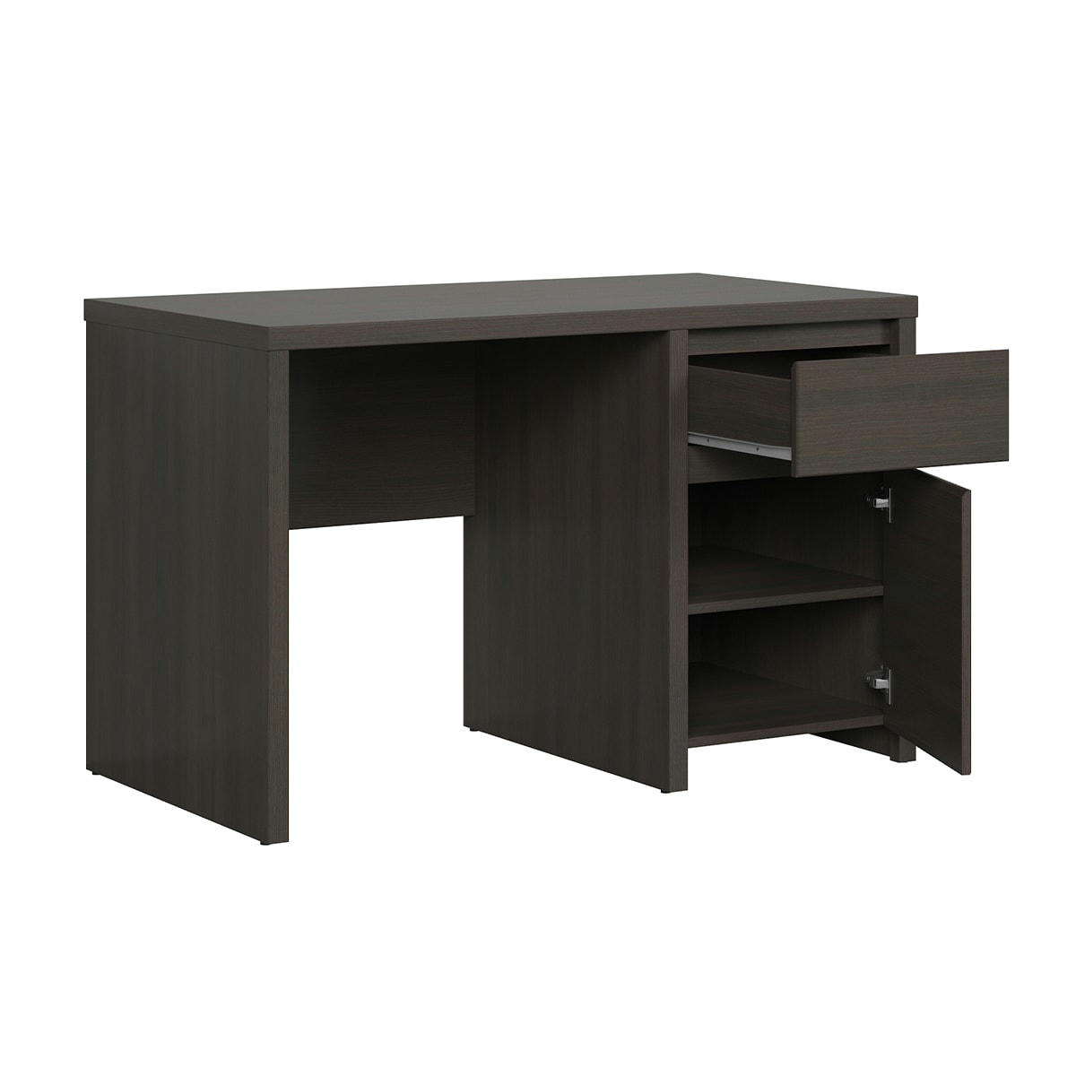 - Bureau 1 porte 1 tiroir panneaux agglomérés naturel foncé