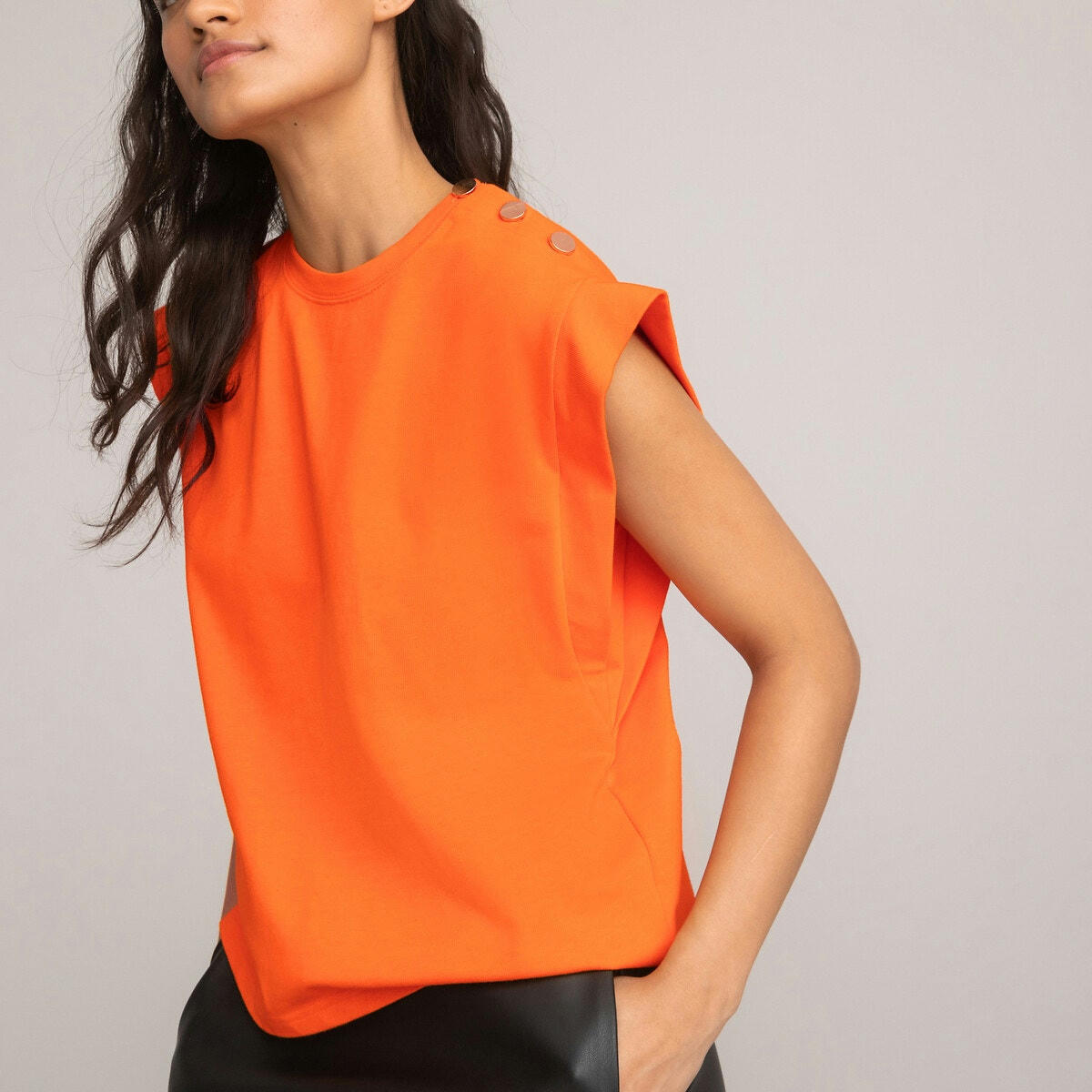 T-shirt col rond sans manches