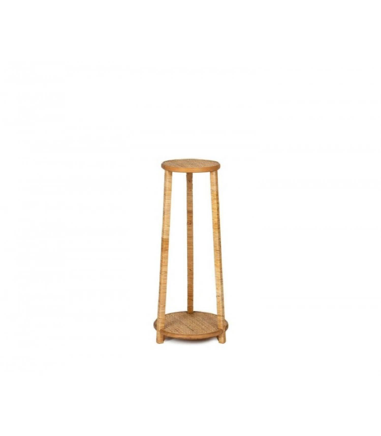 ROTIN - Support pot plante en rotin et bois H73cm