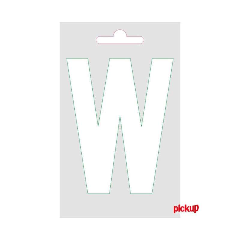 Lettre W adhésive blanche 9 cm PICKUP