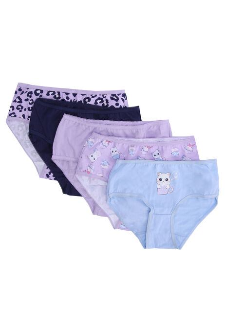 Younger Girls 5pk Blue Cupcake Cat Briefs