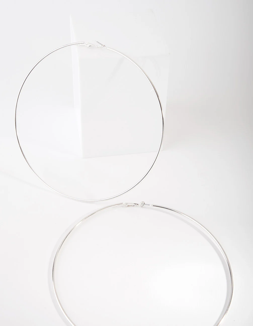 Silver Polished Large Hoop Earrings