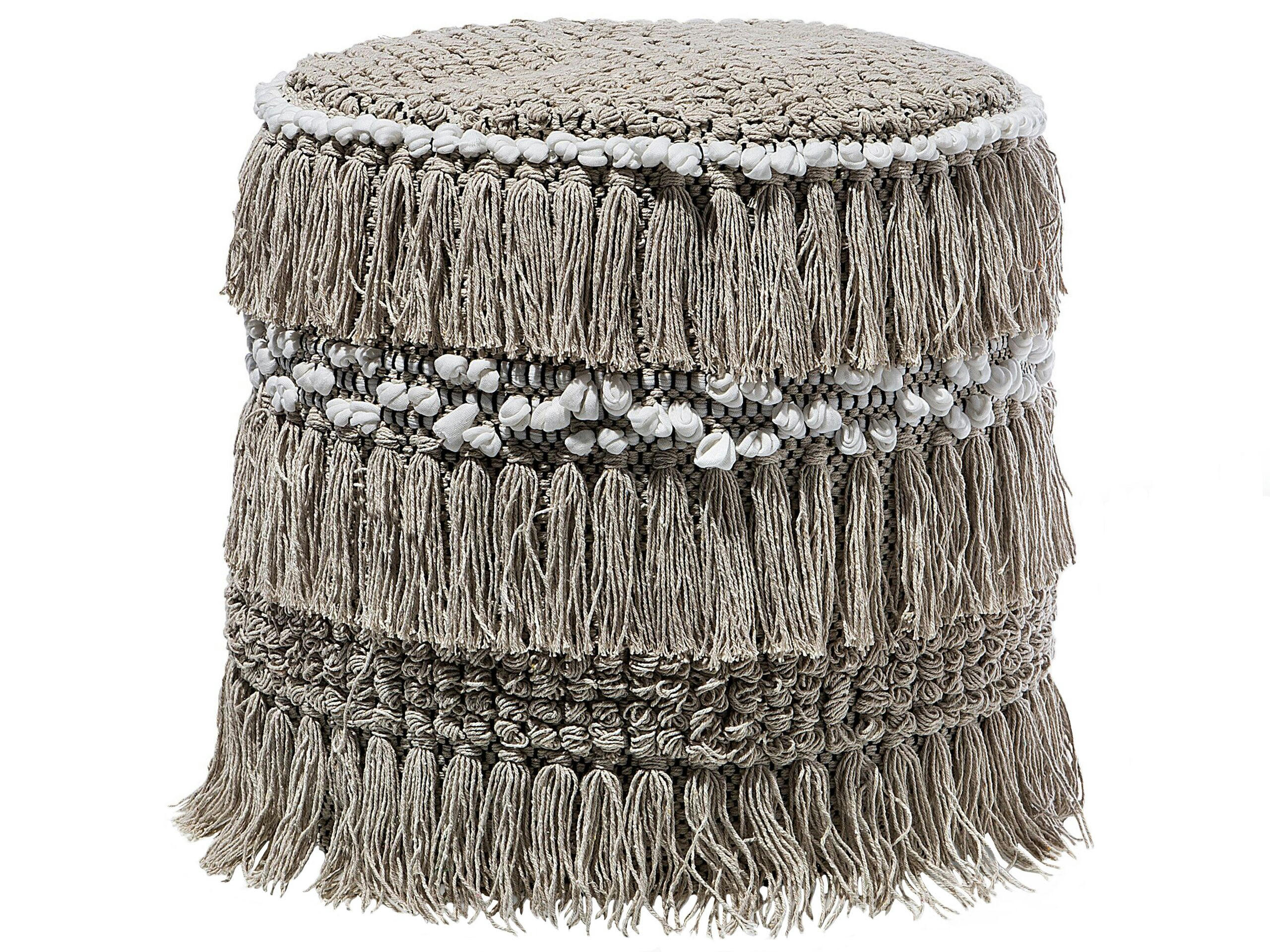NOIDA - Pouf en coton beige 43 x 44 cm