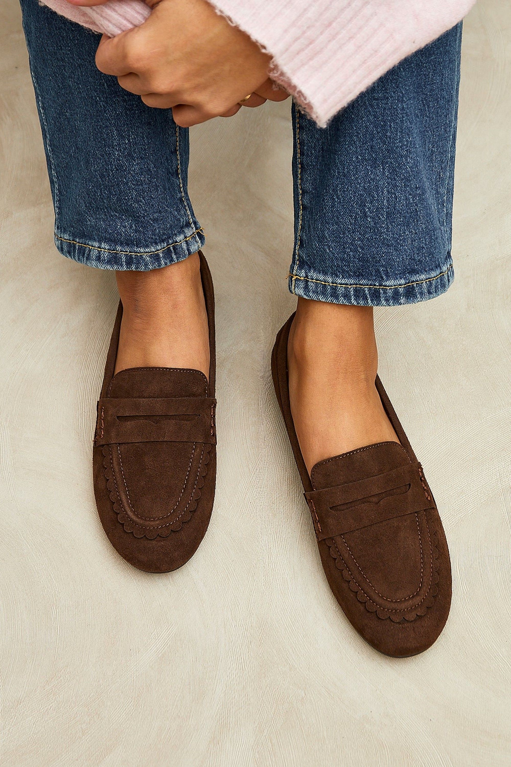 Linzi Bree Brown Suede Leather Penny Loafer
