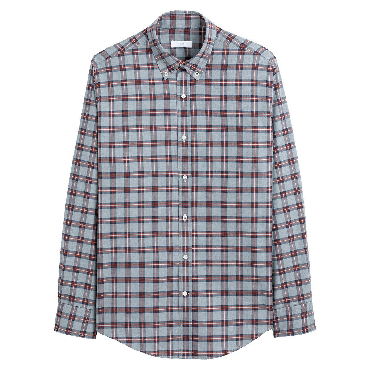 Chemise droite col américain à carreaux