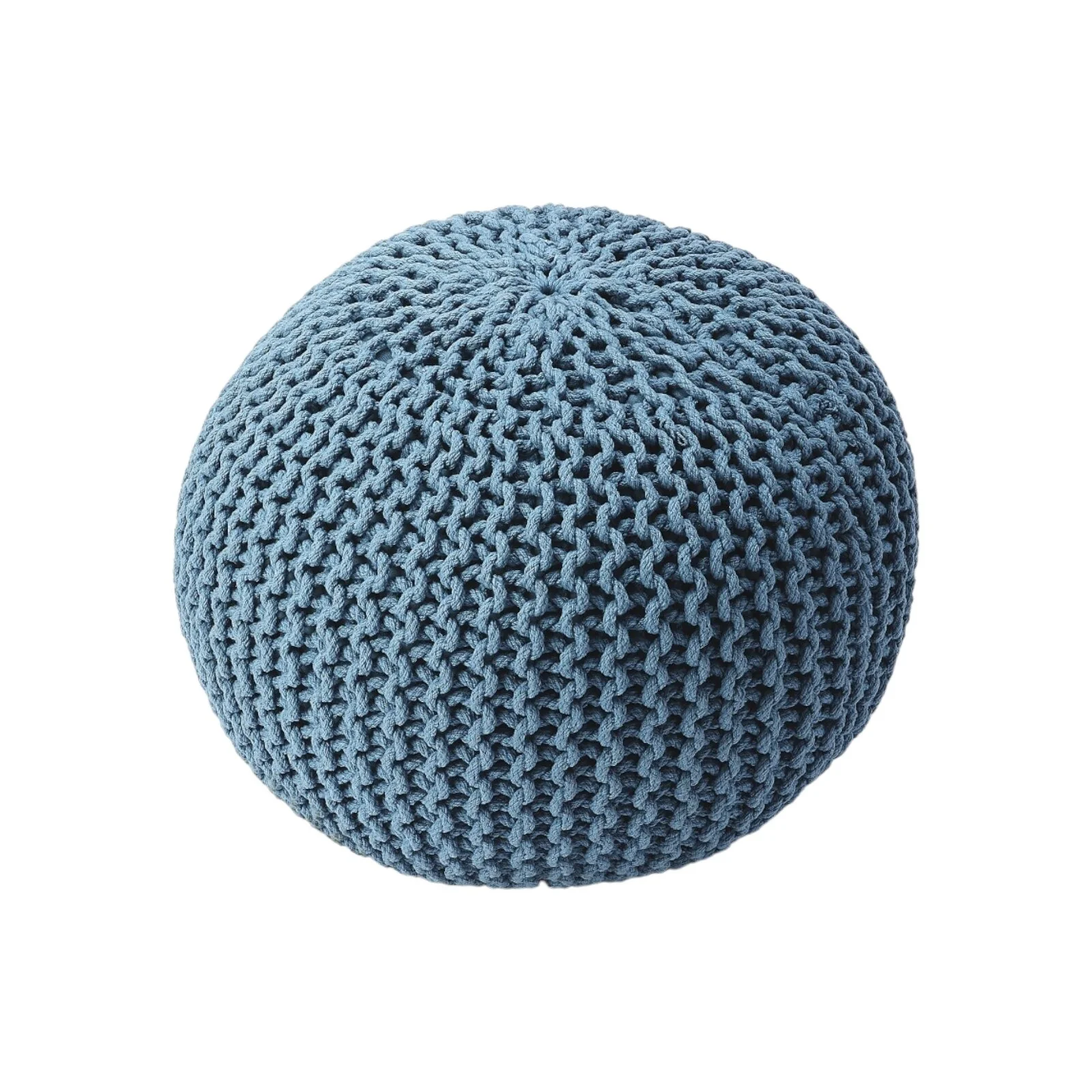 Cool Blue Woven Pouf Ottoman