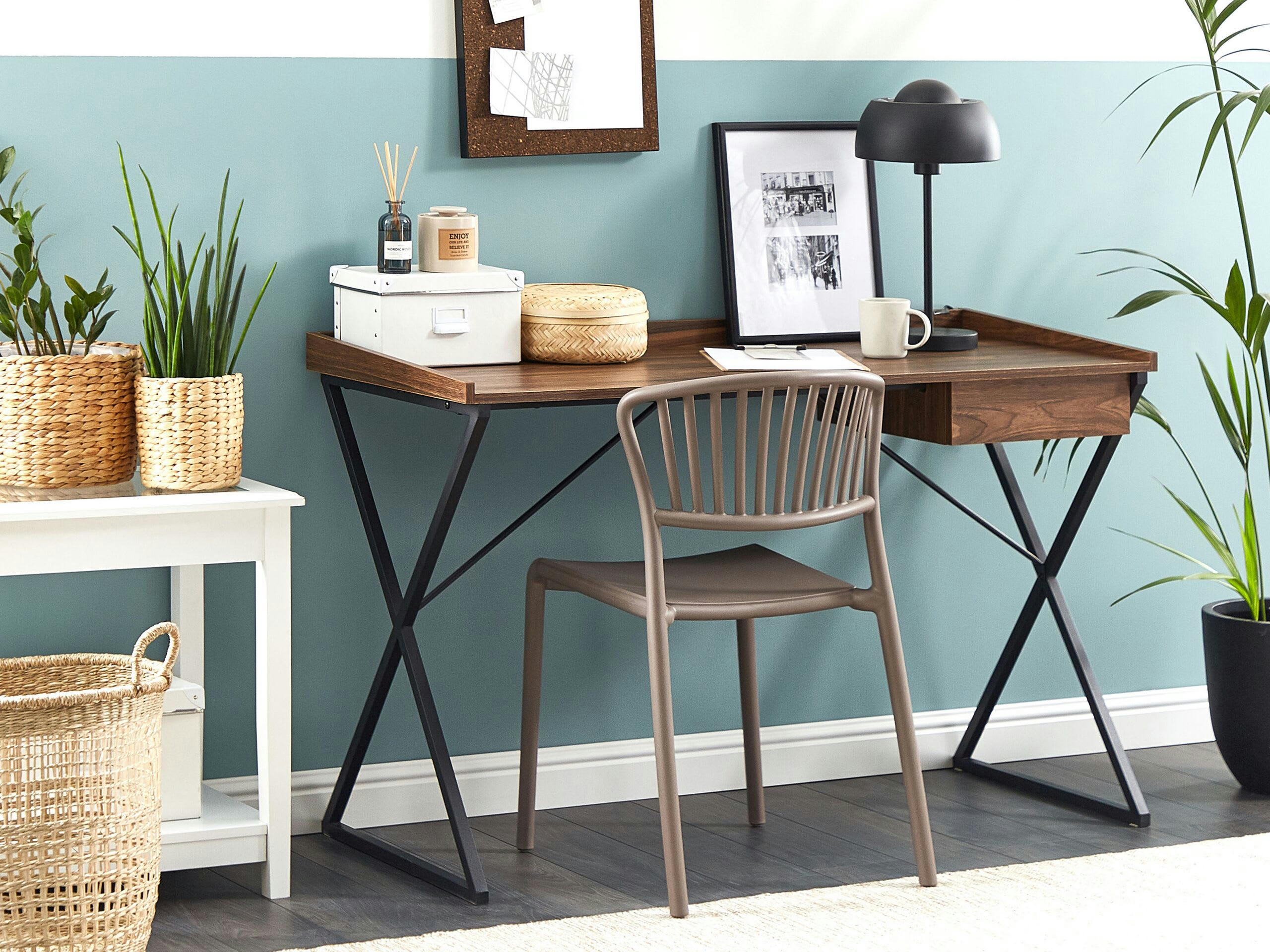 NOXON - Bureau avec rangement 120 x 54 cm bois sombre et noir