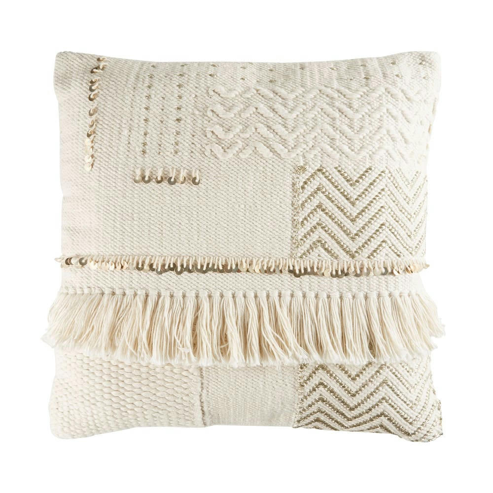 AMOSIS - Coussin berbère écru et doré 50x50
