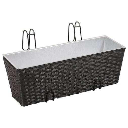 NNEVL Balcony Trapezoid Rattan Planter 2 pcs Black