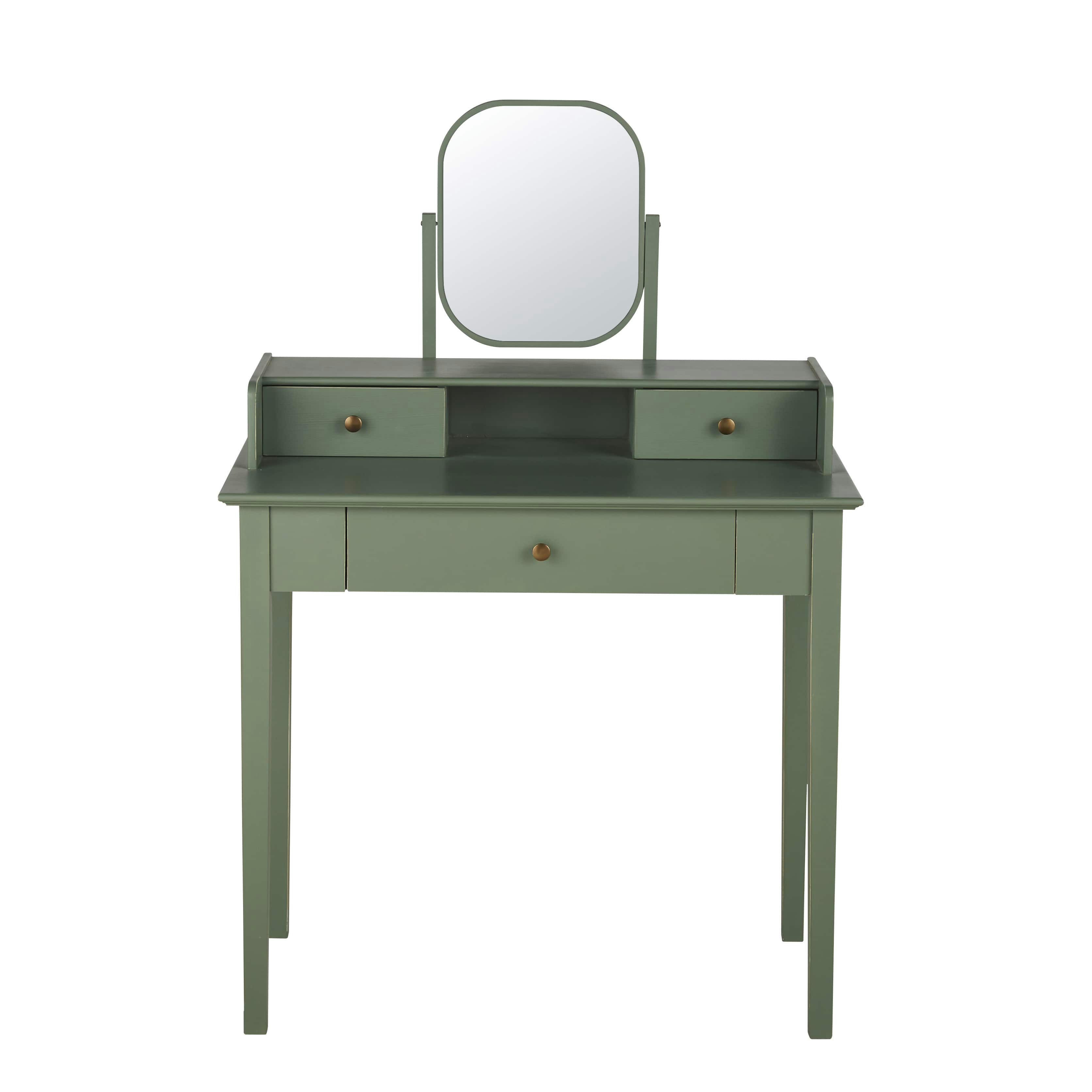 Selena - Coiffeuse 3 tiroirs vert kaki