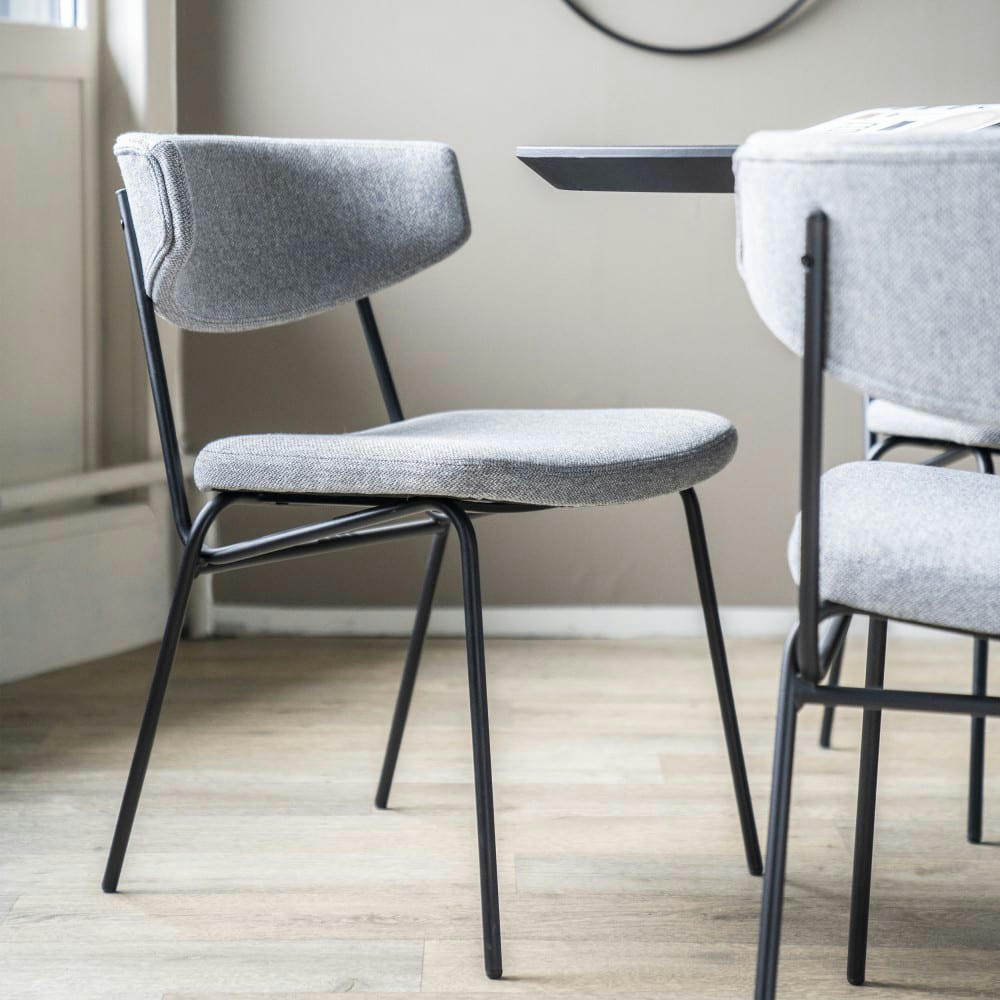 CROCKETT - Lot de 2 chaises en tissu et métal gris