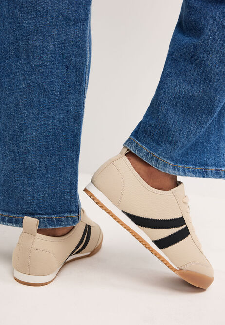 Womens Cream Retro Stripe Trainers