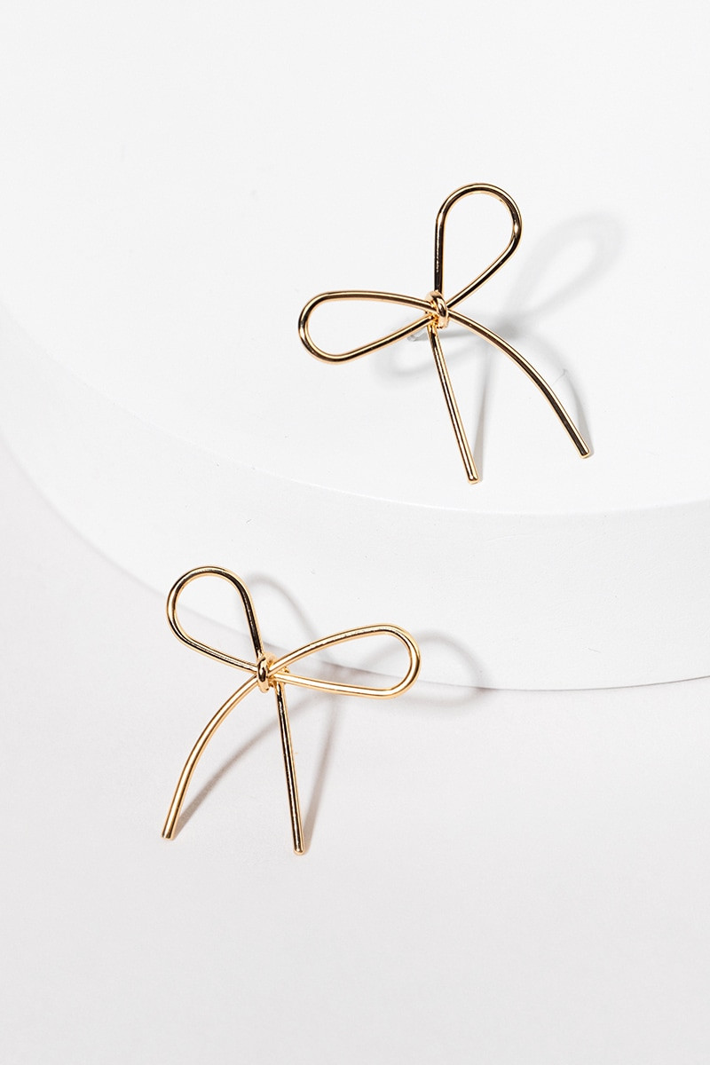Marsha Gold Wire Bow Stud Earrings