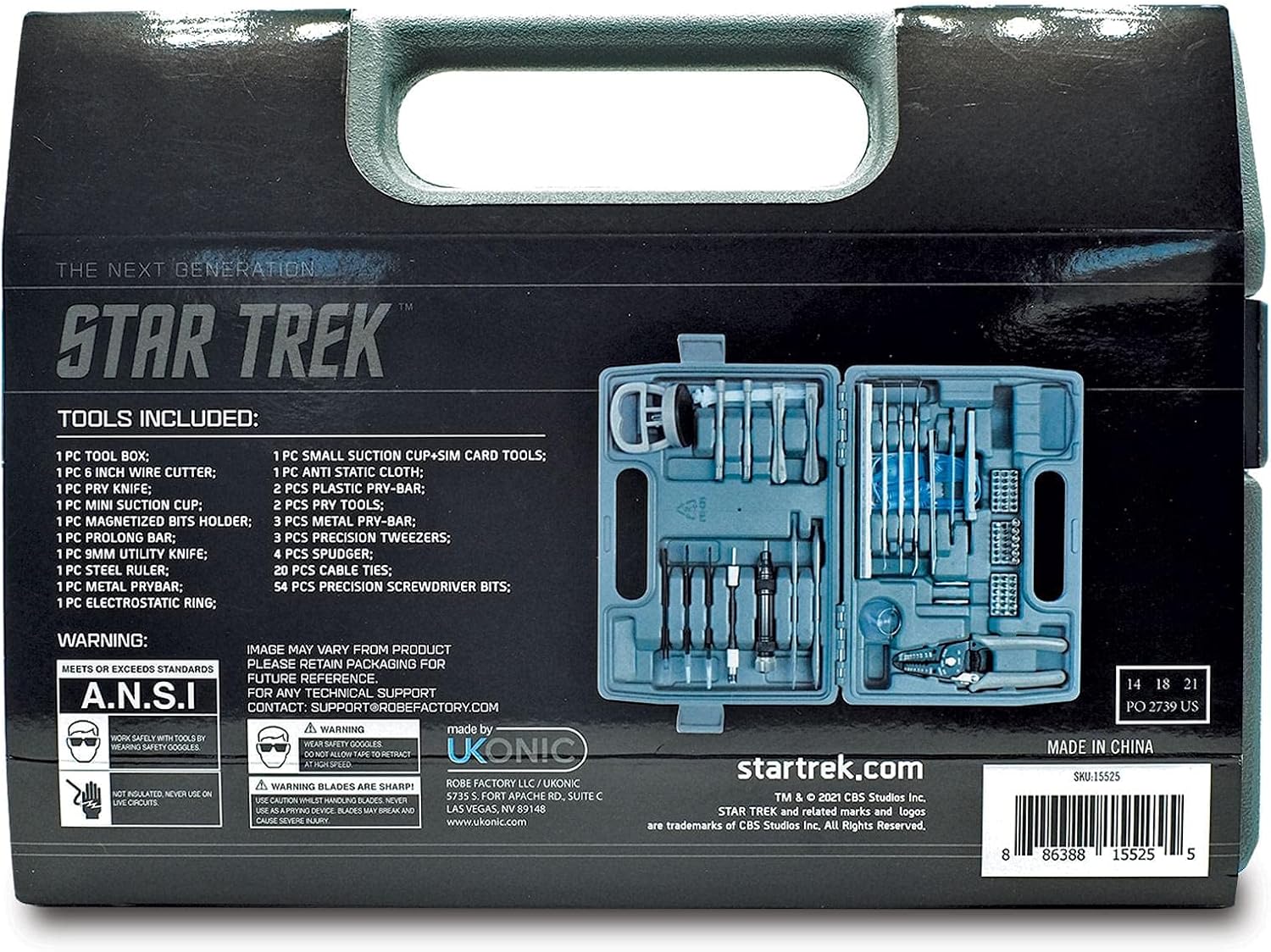 Star Trek: The Next Generation 100-Piece Engineering Field Kit Tool Set | Handy Gadgets Include Screwdrivers, Utility Knife, Wire Cutter, Metal Prybars, And More | Survival Tools, Camping Accessories