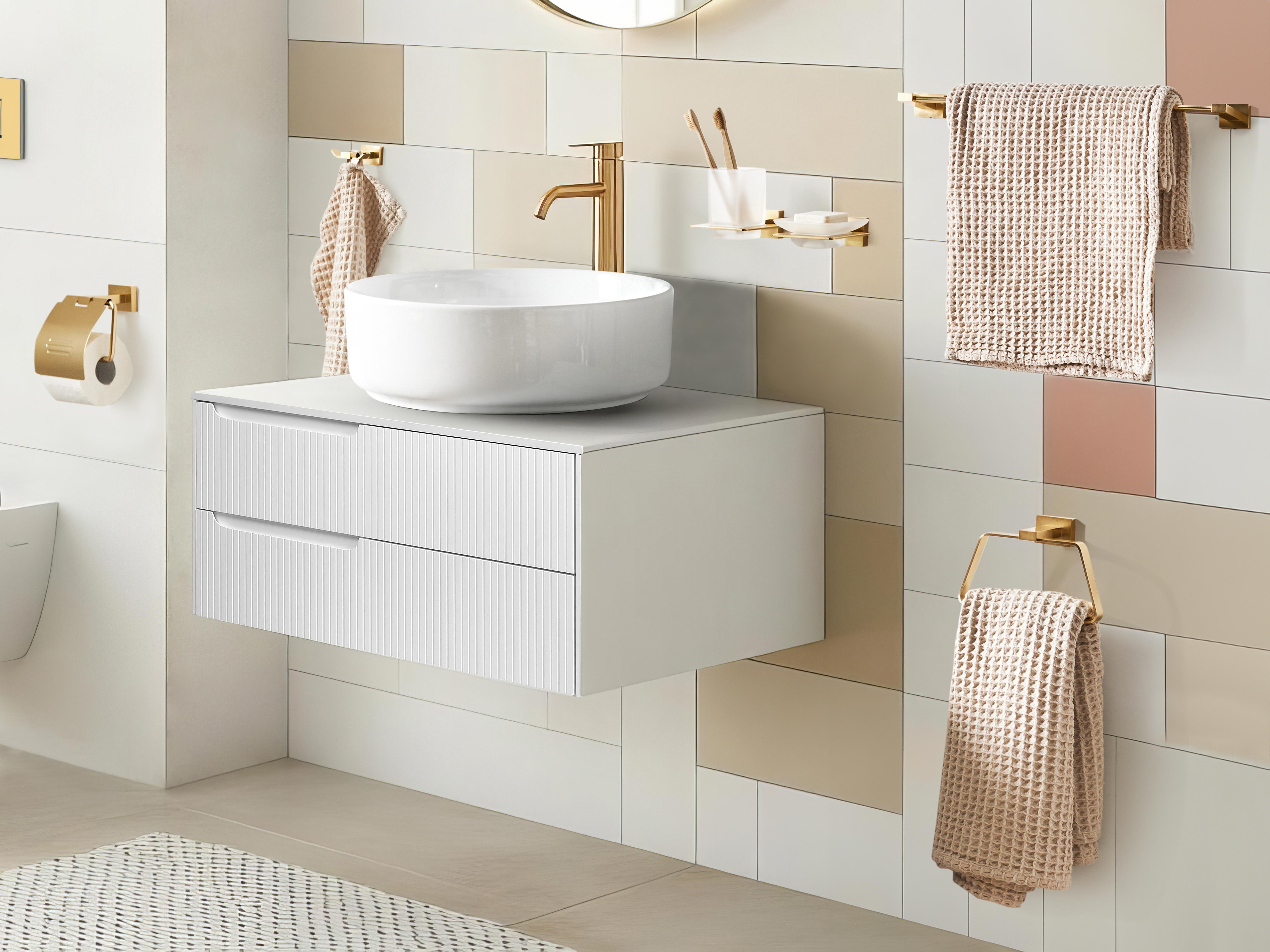 6-Piece Bathroom Hardware Set RIOHACHA with Towel Bars and Hooks Gold