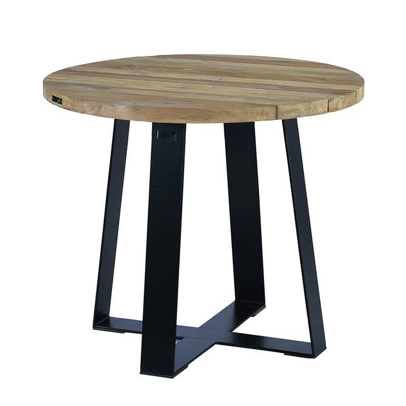 ORSAY - Table métal anthracite et teck recyclé D 90 cm