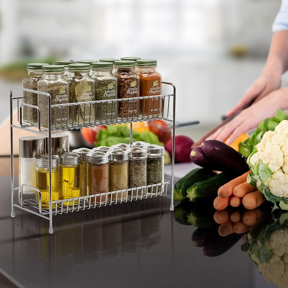 2 - Tier Standing Rack kitchen Bathroom Countertop Storage Organizer Shelf Holder Spice Rack