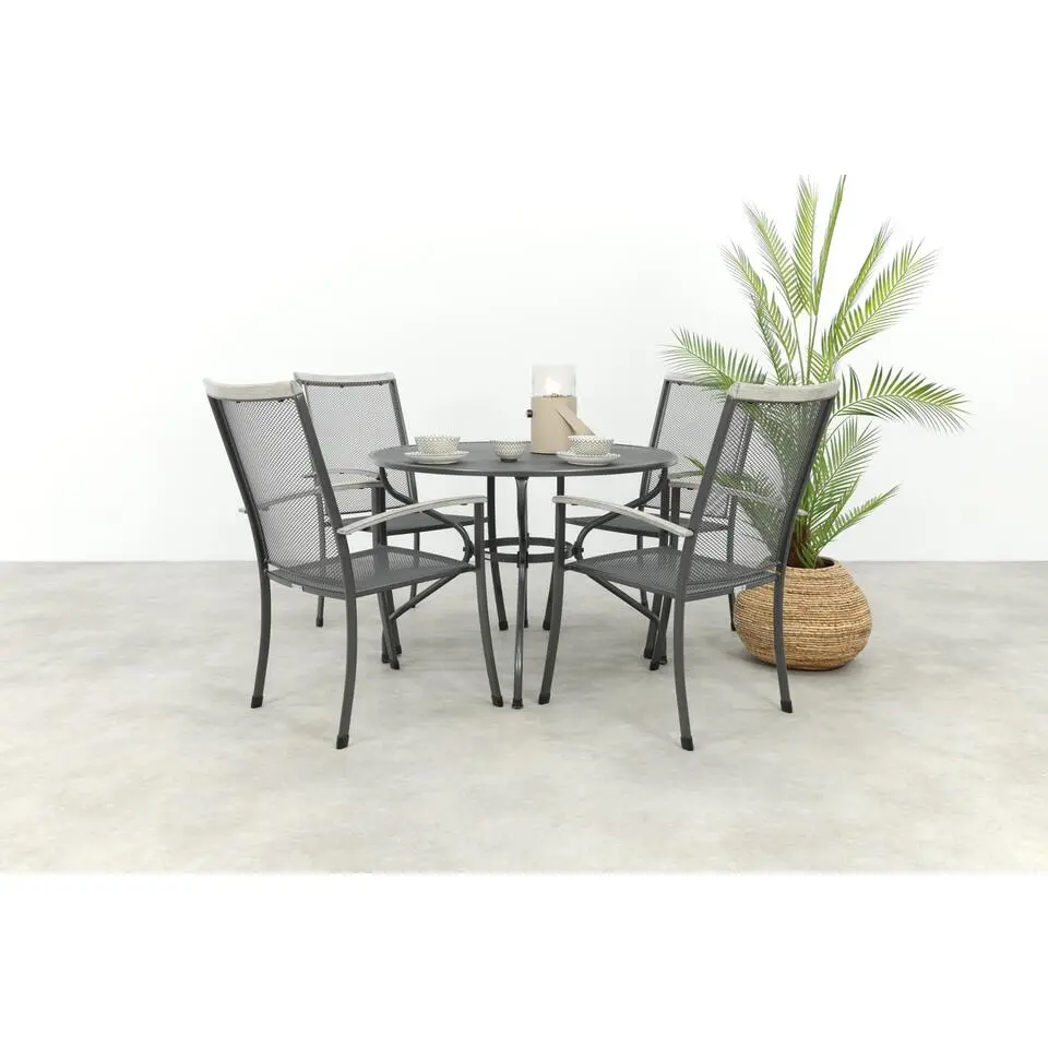 Royal Garden Balero 4-persoons strekmetaal tuinset &Oslash;105 cm - Antraciet