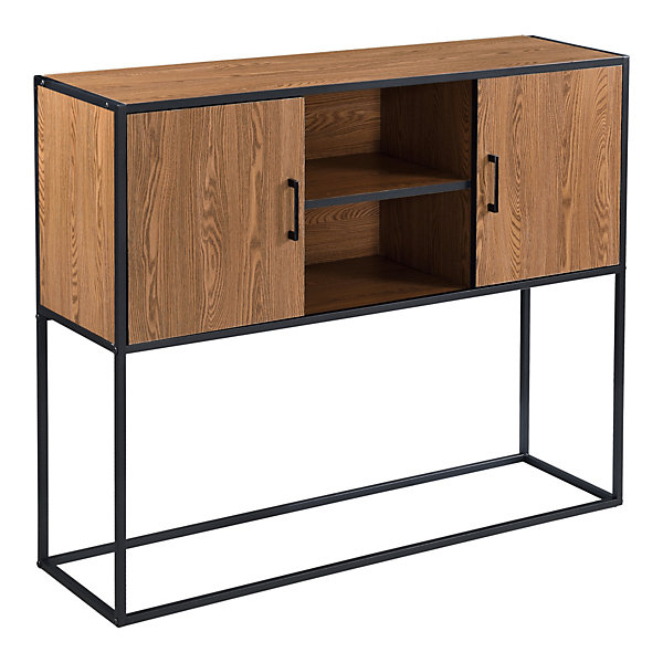 Commode Design Motala 90 x 109 x 30 cm Effet Bois Foncé Noir en.casa