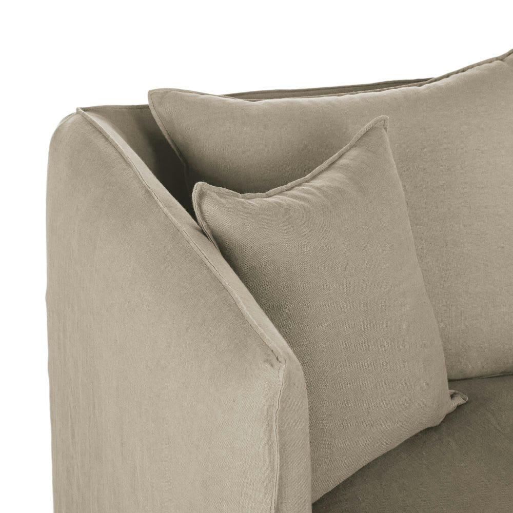 Louvain - Housse de canapé d'angle gauche en lin froissé beige