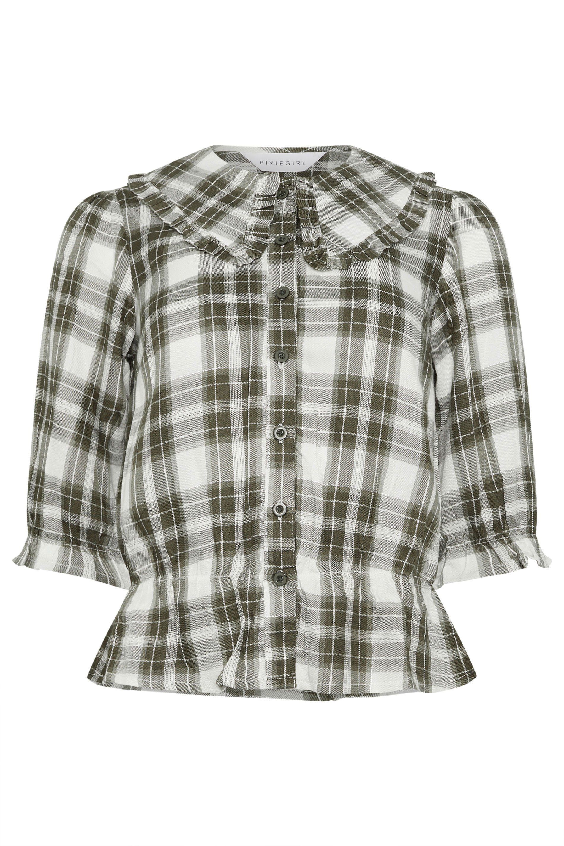 PixieGirl Petite Check Collar Smock Top