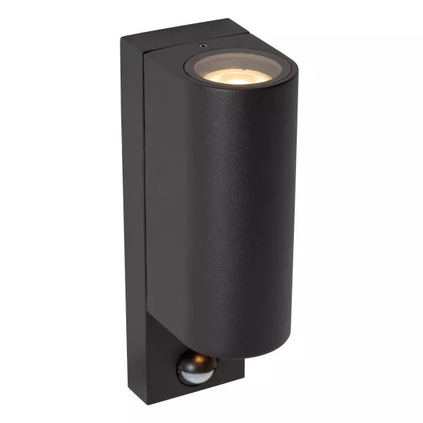 Kinkiet zewnętrzny z czujnikiem ruchu czarny ZARO 2xGU10x7W IP65 Lucide