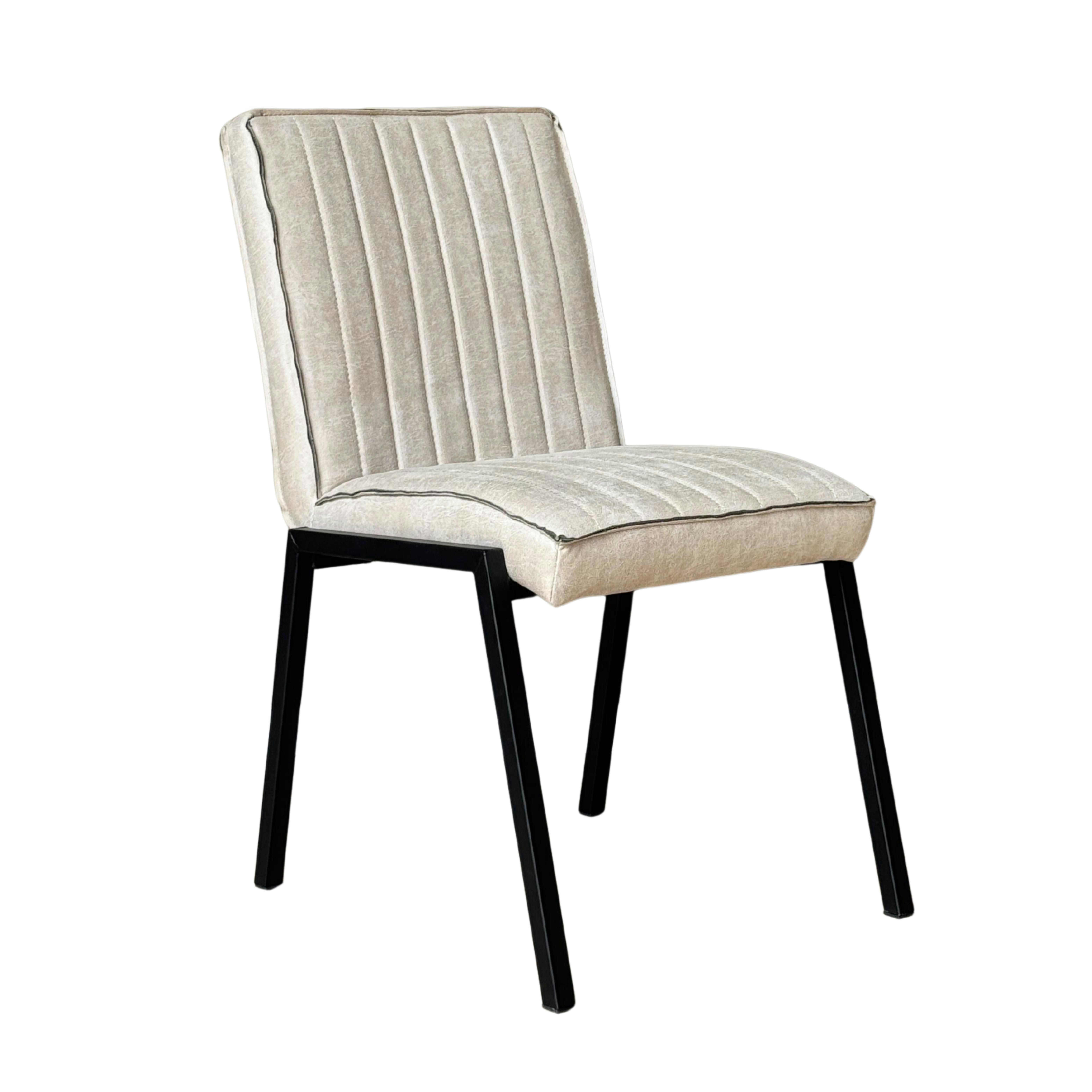 Chaise beige rembourrée à bandes (lot de 2) CORTINA