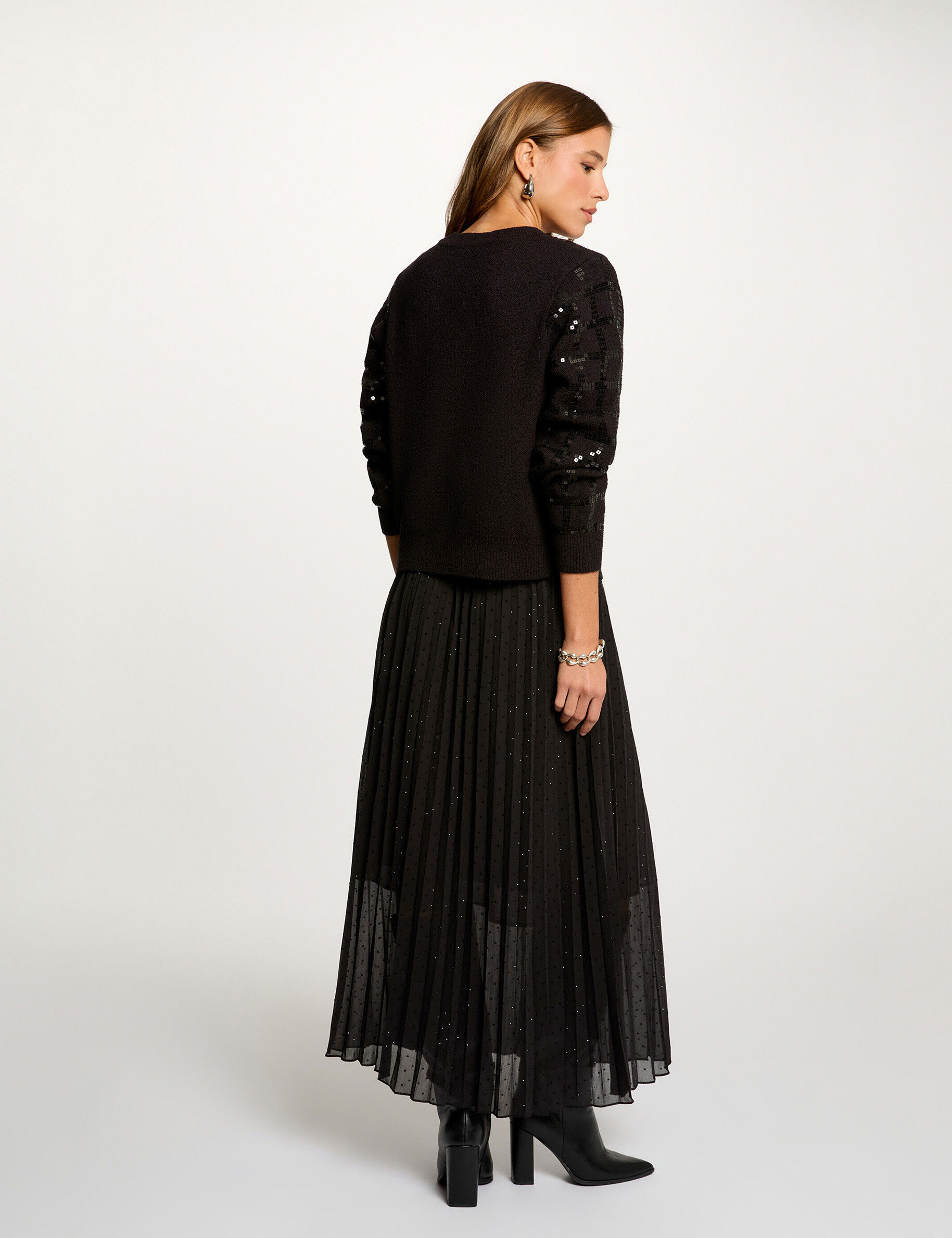 Long Skirt With Rhinestones Black Women