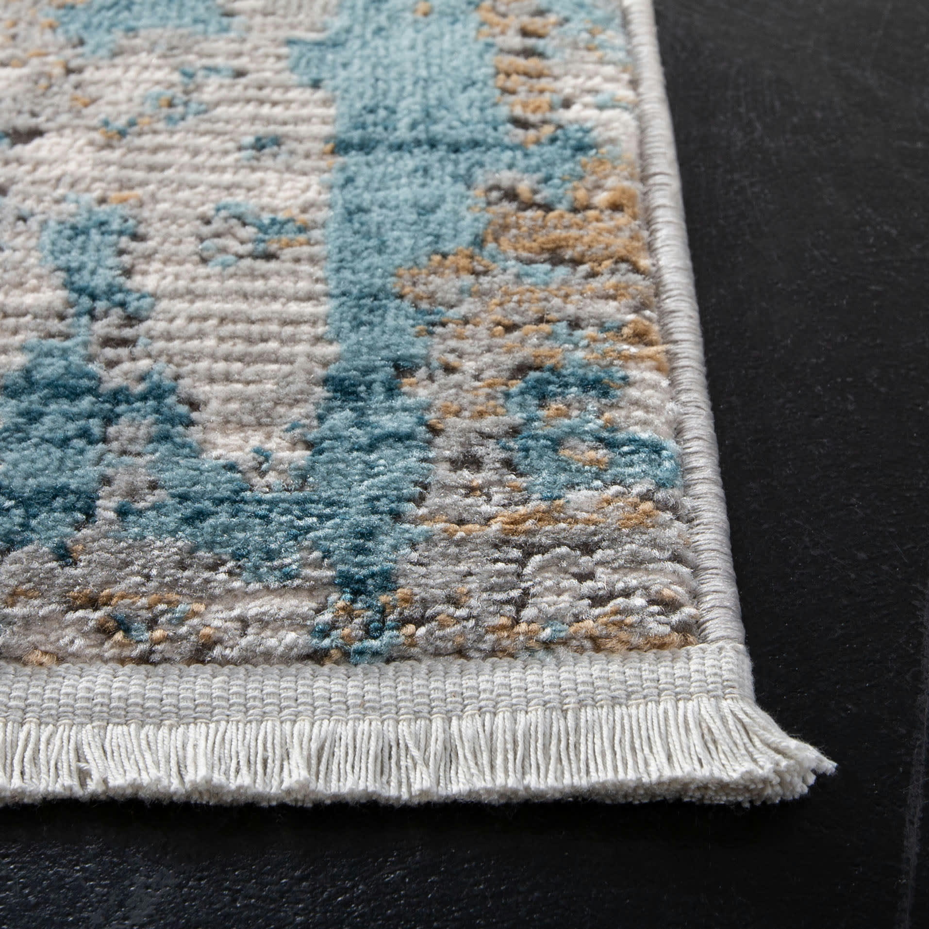 SHIVAN - Tapis de salon interieur en ivoire & gris, 122 x 183 cm