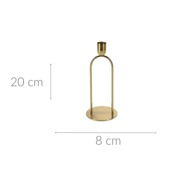 Metalowy śwecznik dekoracyjny, złoty, 20 cm