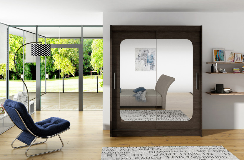 Szafa przesuwna z lustrem CLEVER 150 Choco