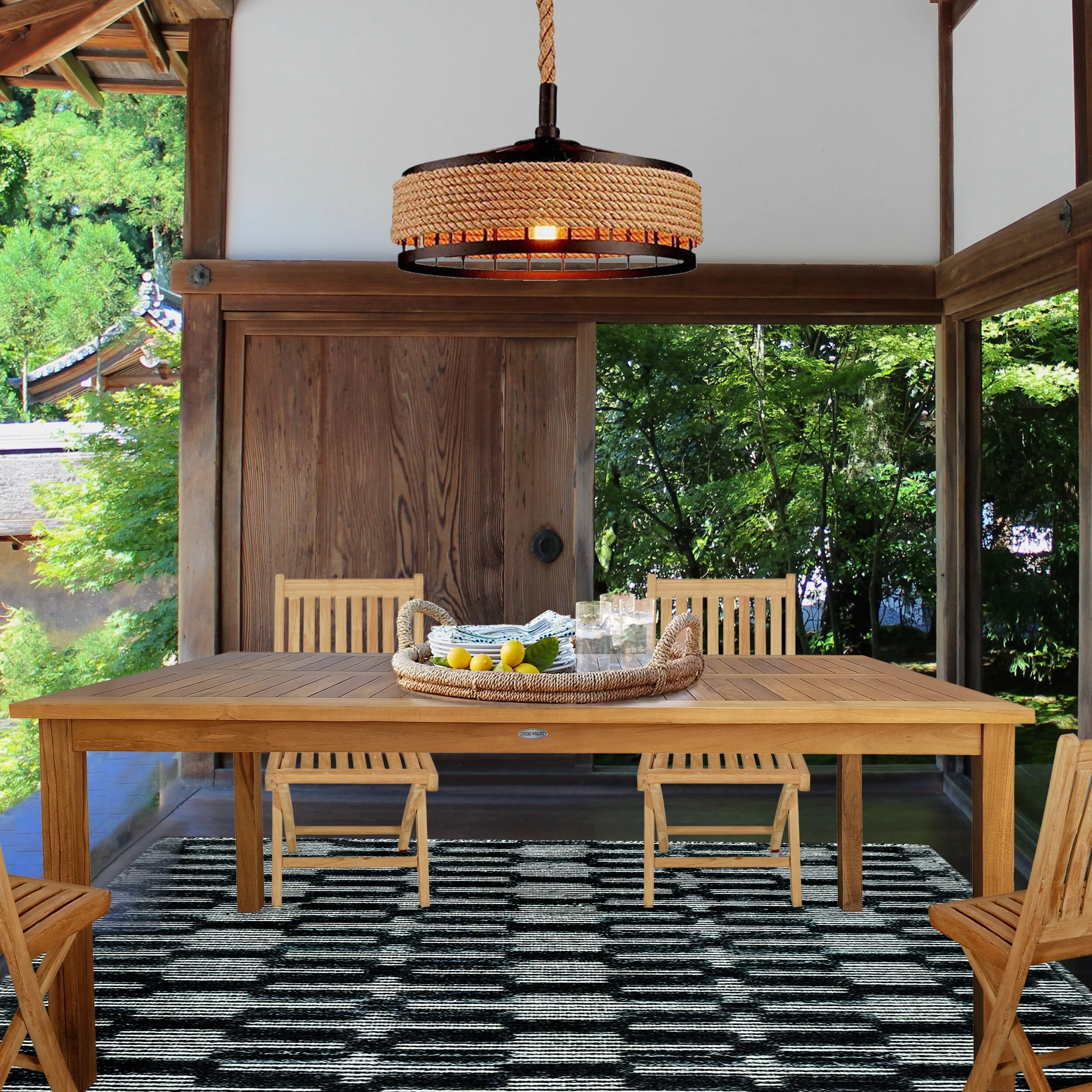 Chic Teak Bermuda Rectangular Teak Wood Patio Bistro Dining Table, 71 x 35 inch (Table Only)