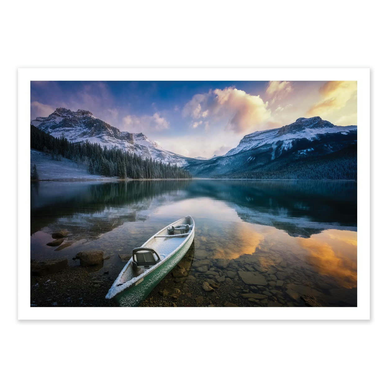 1X - FIRST SNOW EMERALD LAKE - YONGNAN LI - Affiche d'art 50 x 70 cm
