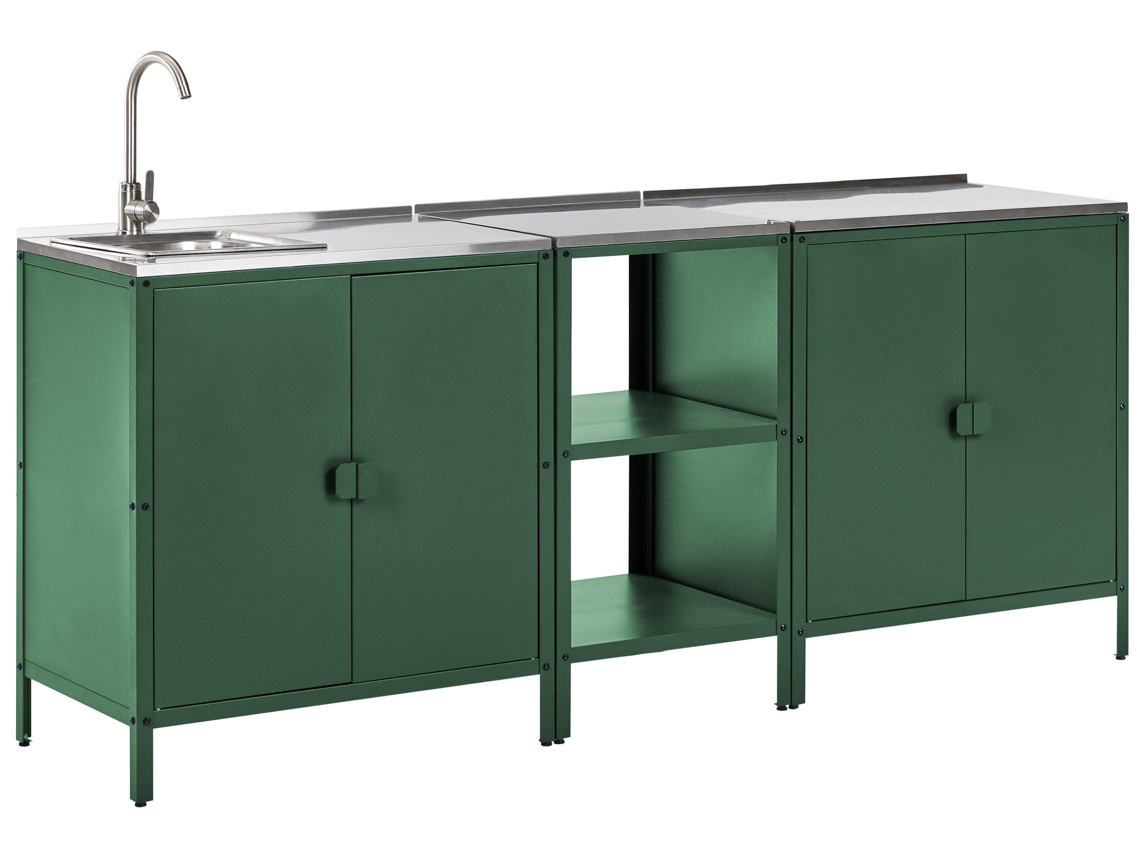 3 Piece Outdoor Kitchen Set with Sink VILAMA Metal Green