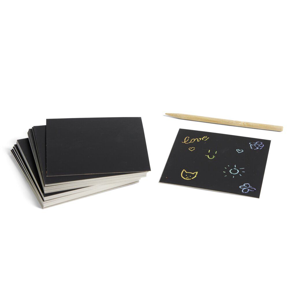 Lot de 100 feuilles de dessin à gratter arc-en-ciel