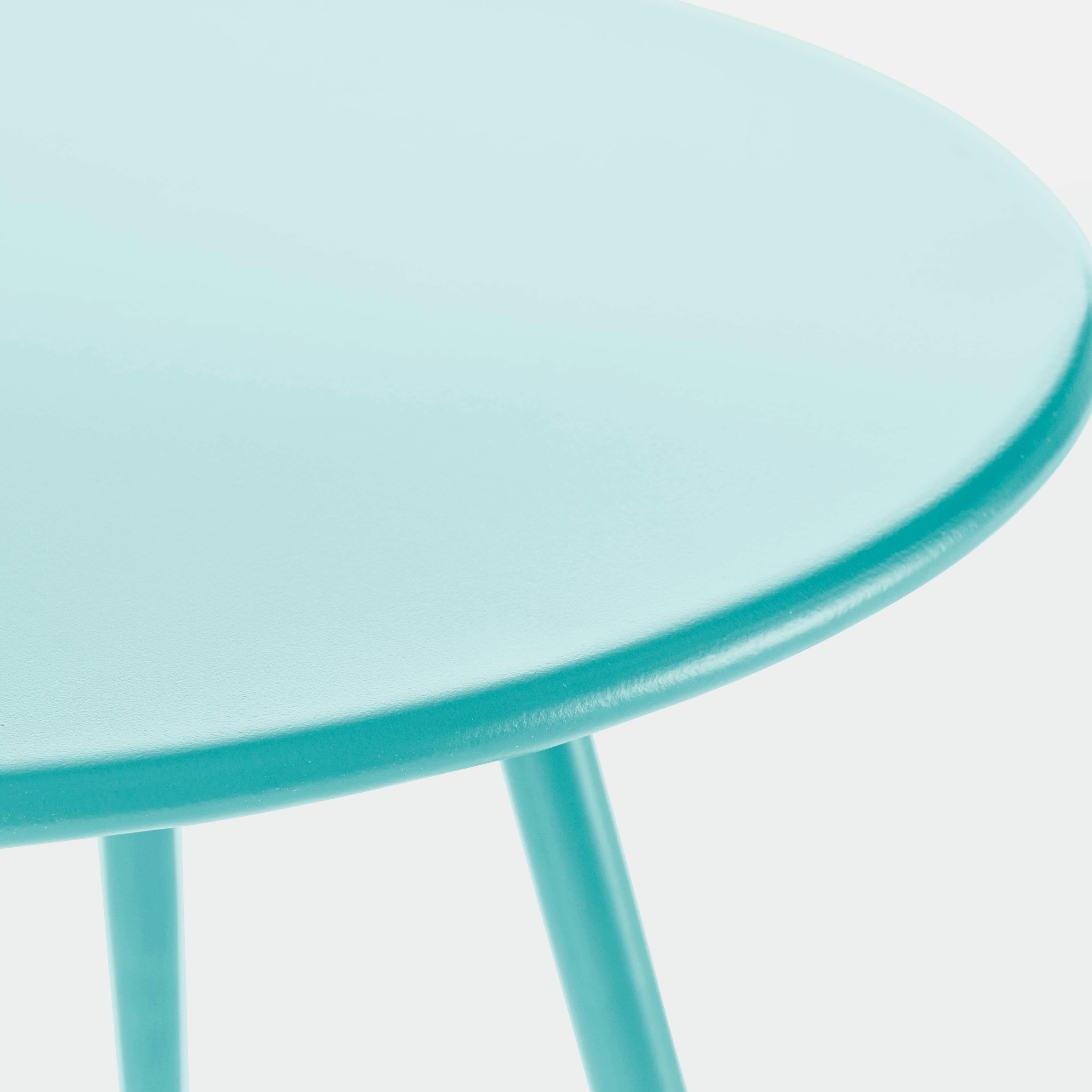 PALAVAS - Table basse ronde en métal turquoise 40 cm