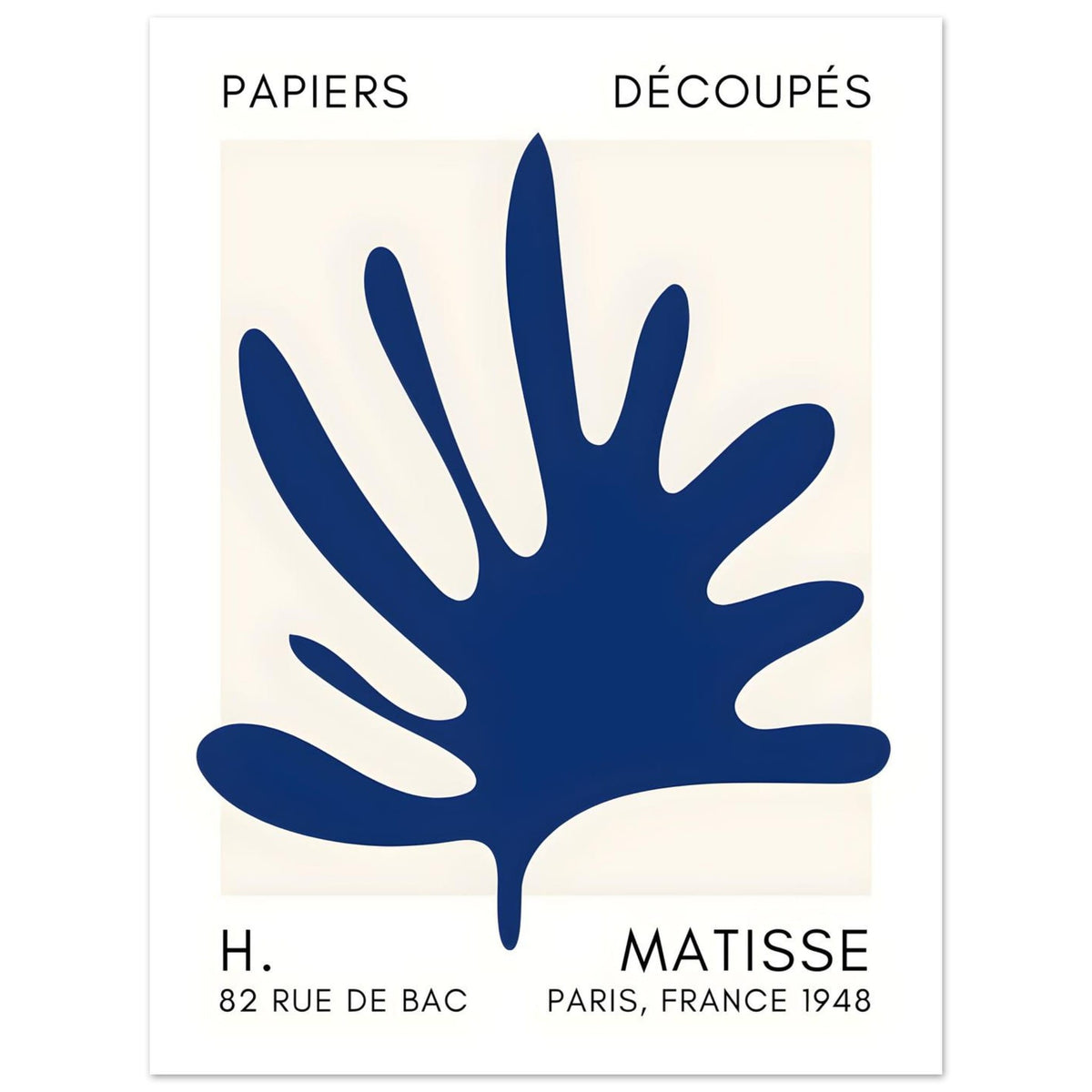 Artfulprints Poster Matisse – Coral drift navy blue II  - 30x40 cm - Blauw