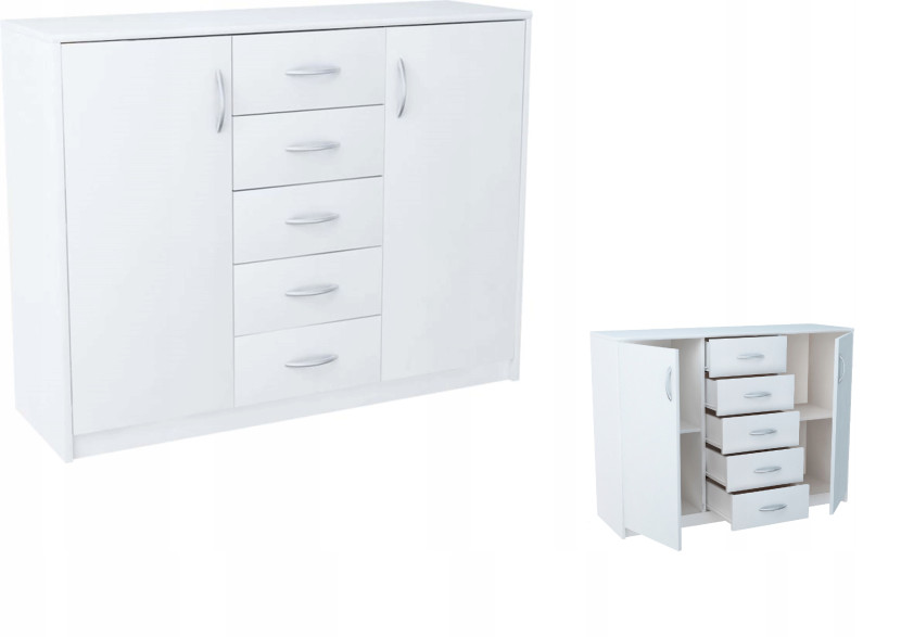 Komoda szafka 2D5S BIAŁA 110cm szuflady regał