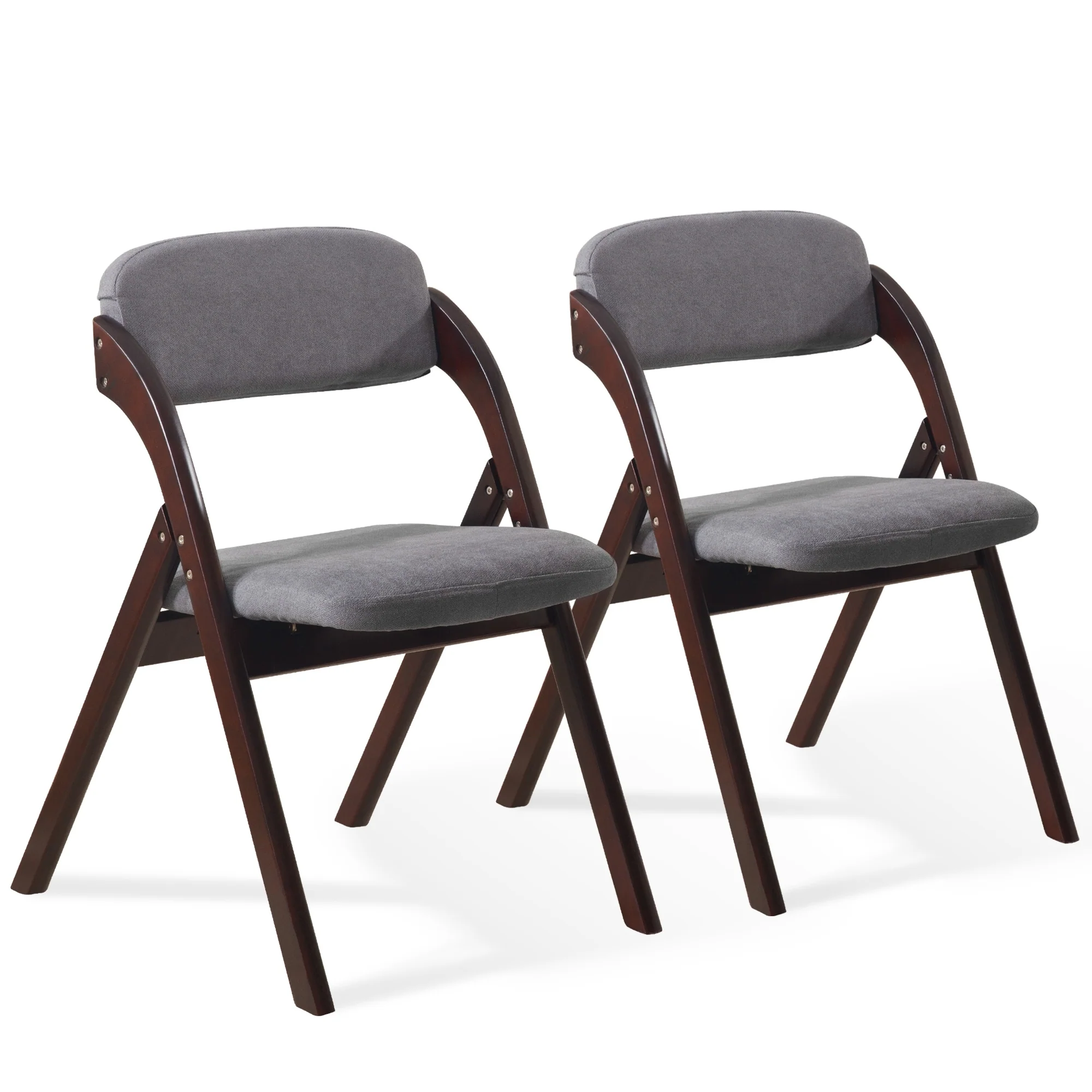 HOMYKA Padded Folding Chair Portable Wooden Dining Chairs Set of 2