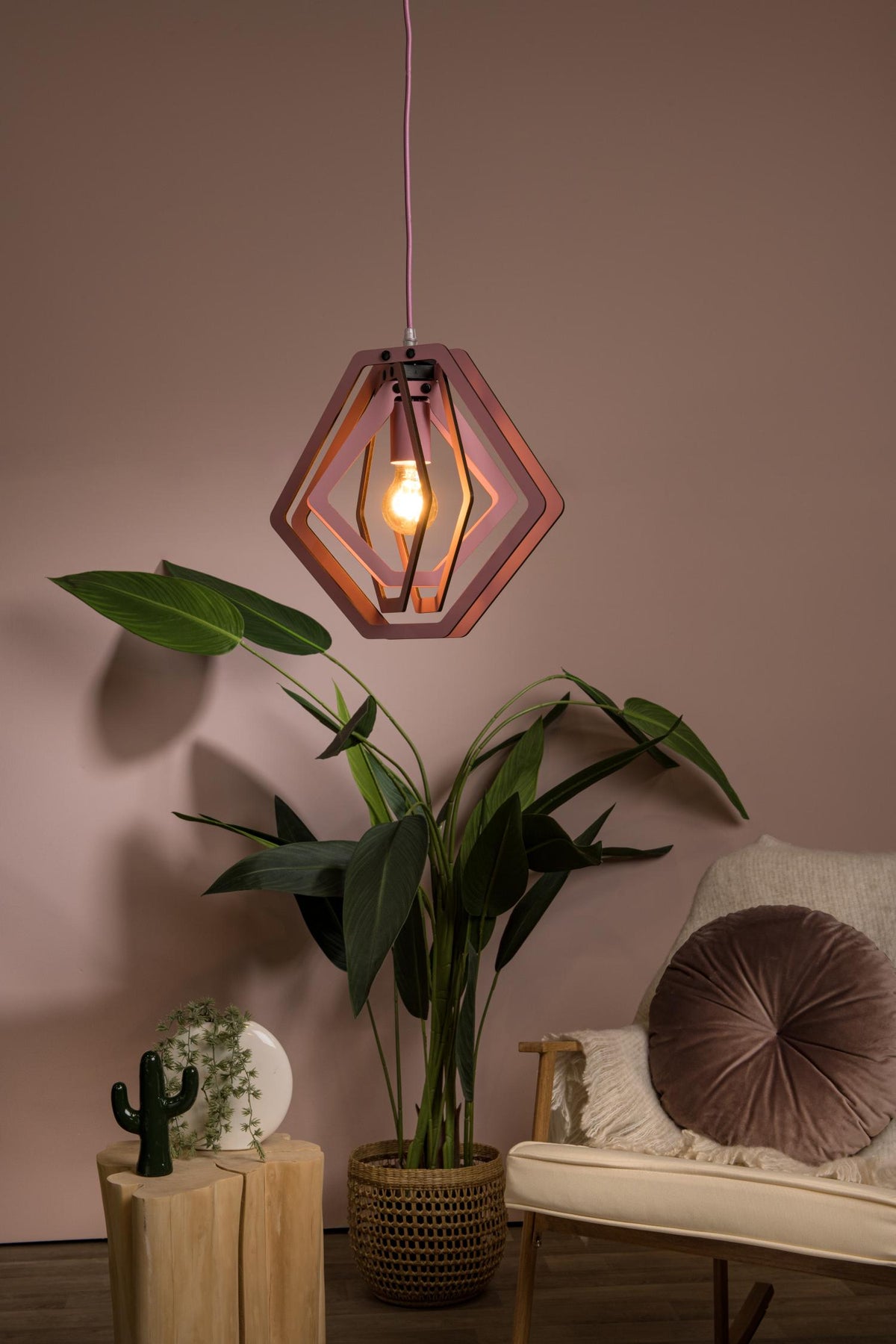 Lucide hanglamp MAURO - 1xE27 - Roze