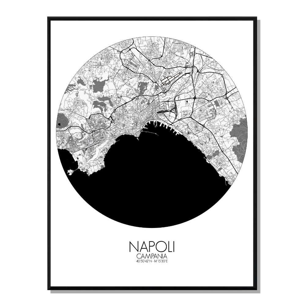 - Affiche Naples Carte ronde 40x50