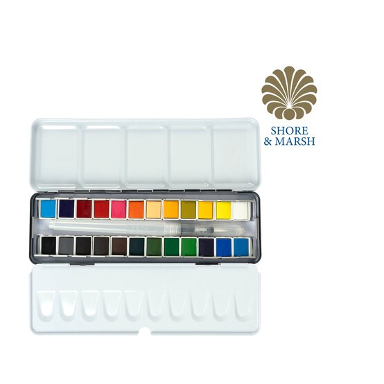 Shore & Marsh Half Pans Watercolour Set 24 Pack