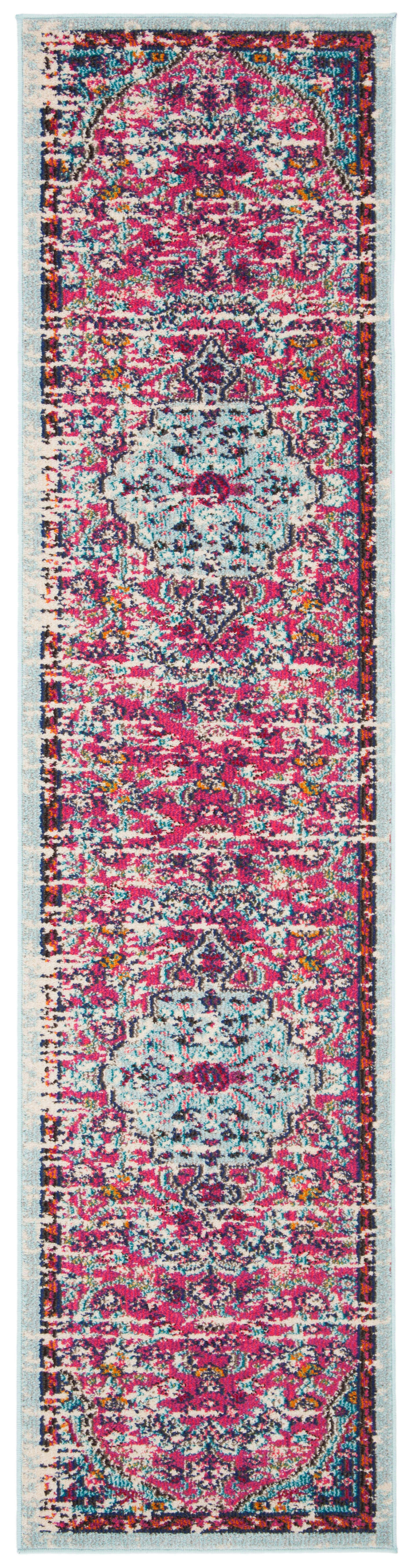 MADISON - Tapis de salon interieur en fuchsia & sarcelle, 61 x 244 cm