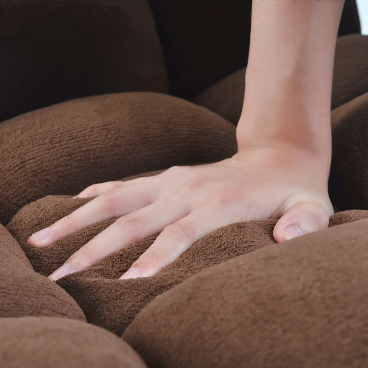 Fabric Upholstered Folding Lazy Sofa Chair Adjustable Floor Sofa Chair Espresso