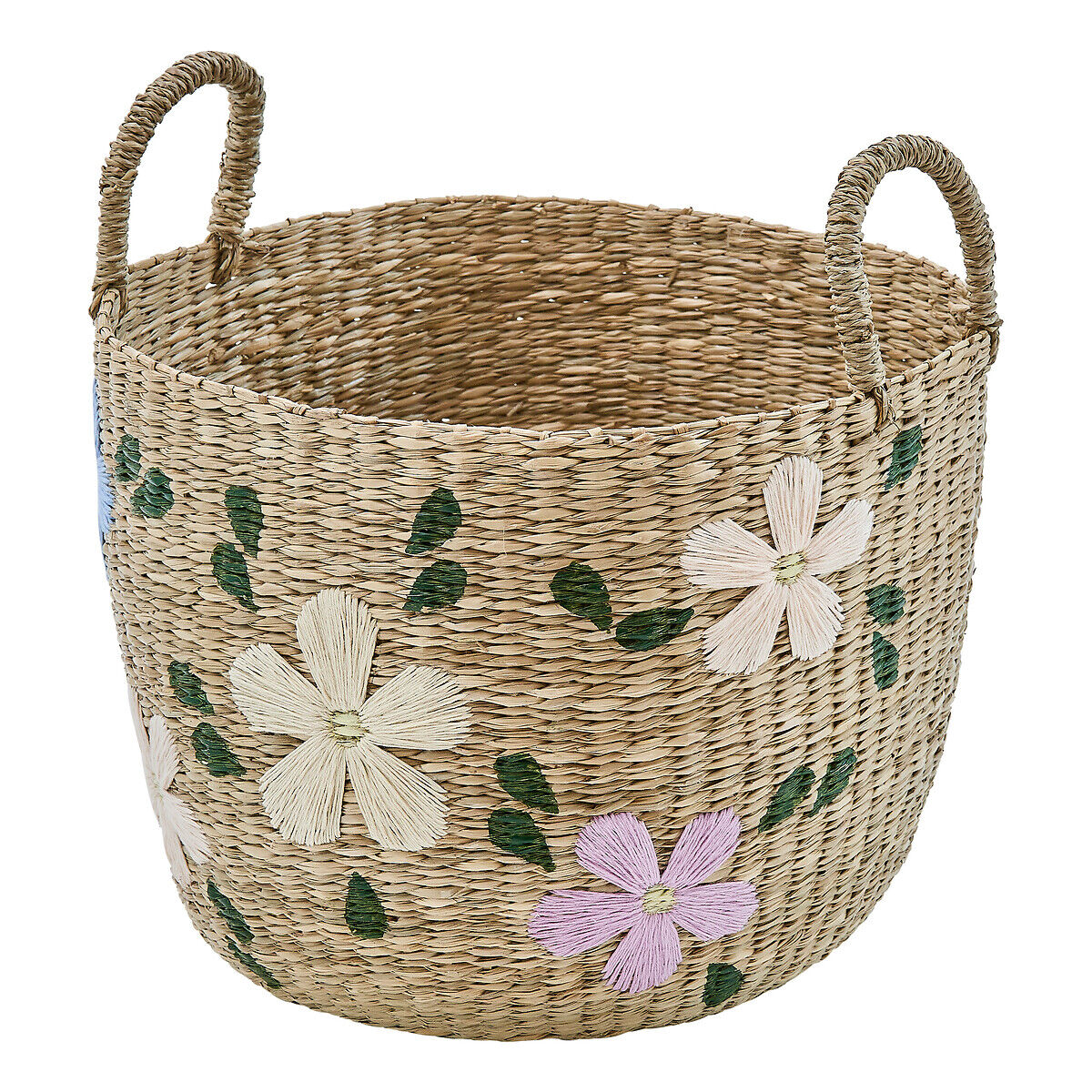 Cesto SAUV bordado com flores 35cm