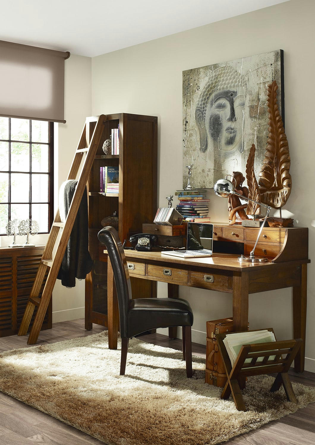 STAR - Porte-revues en bois de mindi marron L40