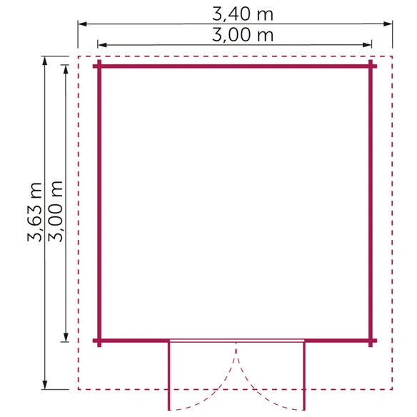 Gartenhaus »Verona«, Holz, BxHxT: 340 x 254 x 363 cm (Außenmaß inkl. Dachüberstand)
