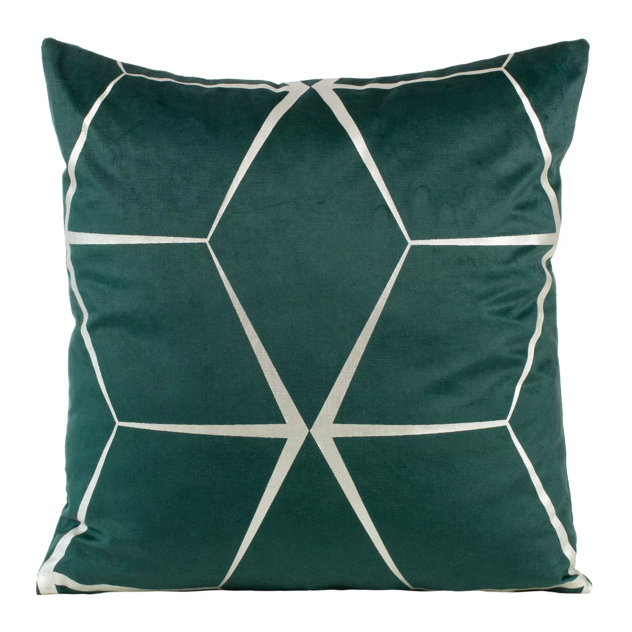 Poszewka na poduszkę 45x45 cm welwetowa ciemnozielona z nadrukiem geometrycznym BLINK 28