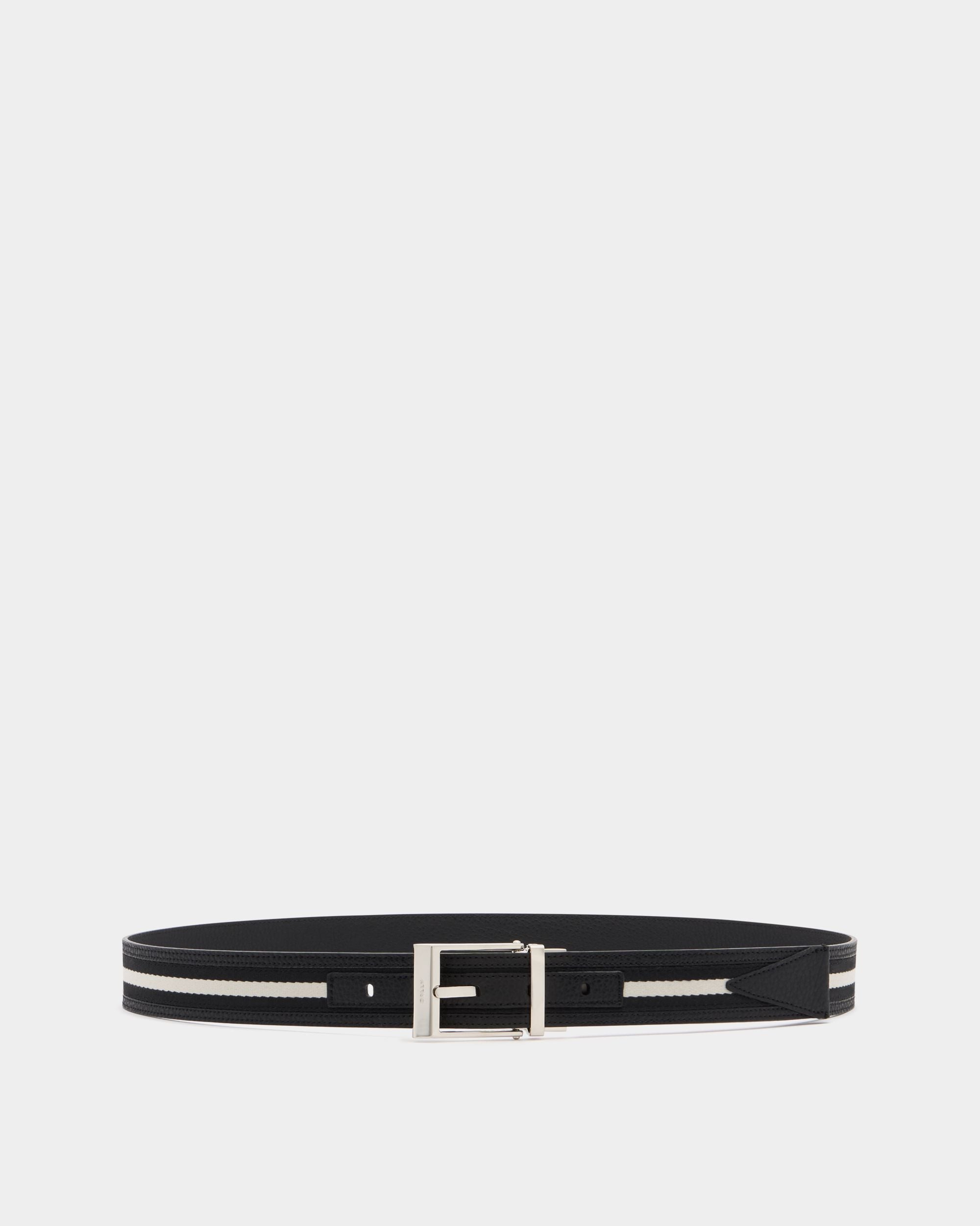 Shiffie 35 mm Wendegürtel Aus Stoff Und Leder In Schwarz Und Bone