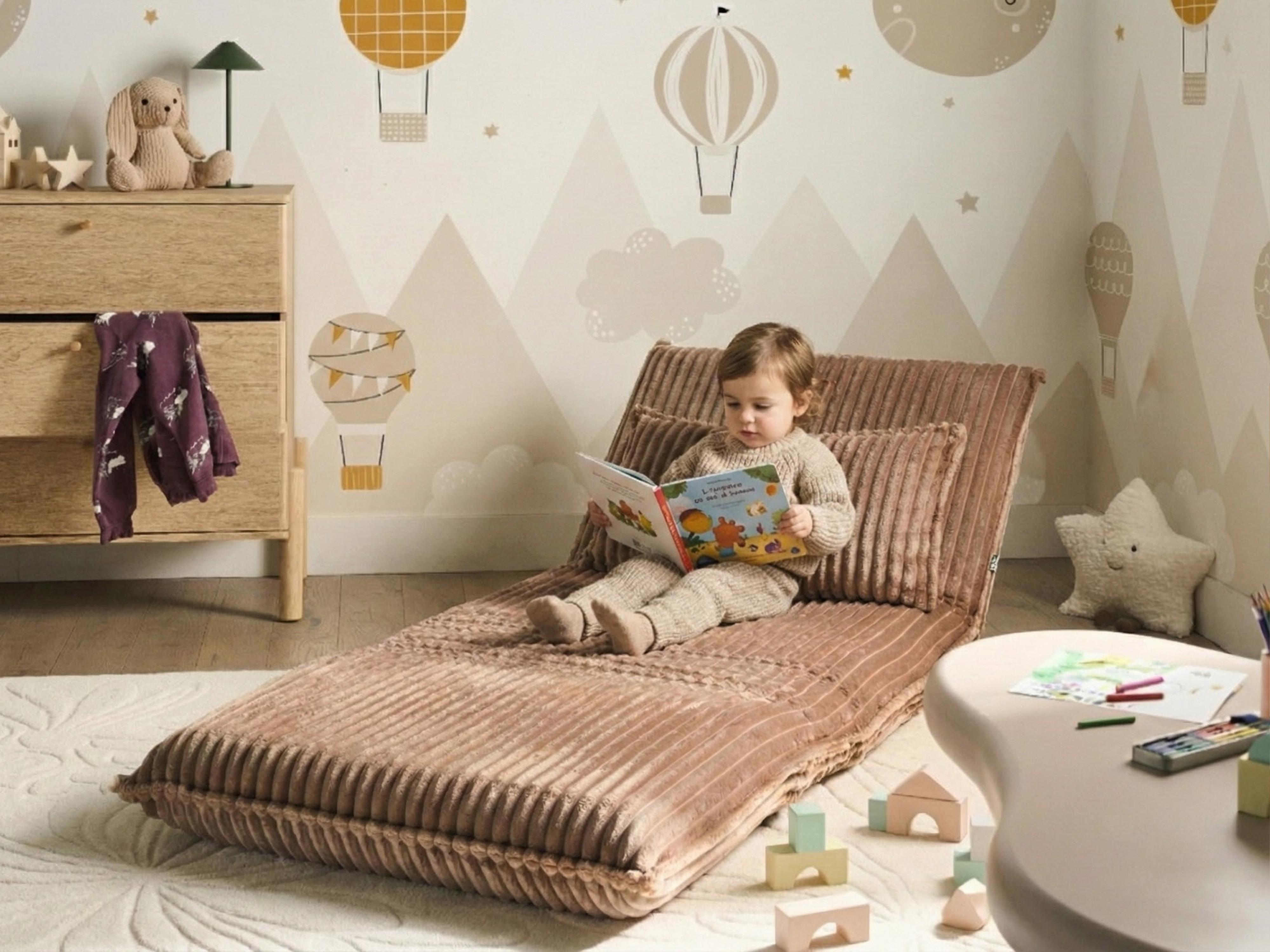 Single Sofa Bed LYSEKIL Corduroy Light Brown